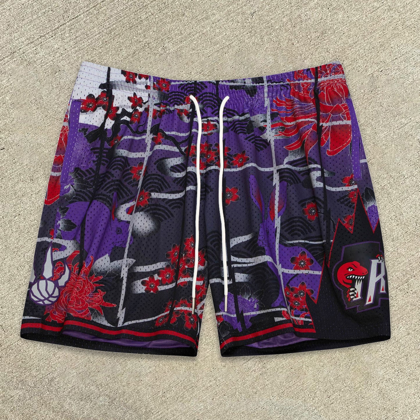 Street art print mesh shorts