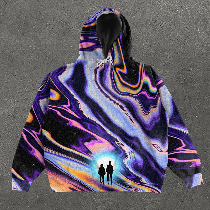 Casual Print Long Sleeve Hoodie