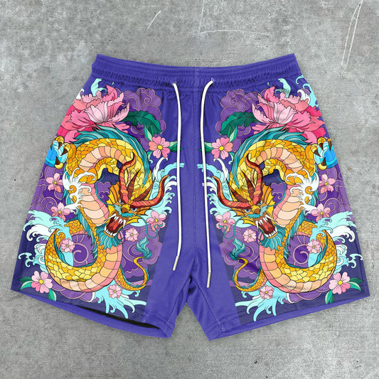 trendy art print street shorts