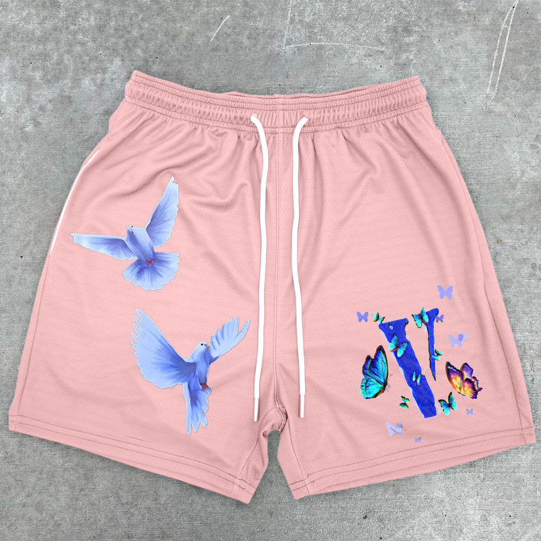 Retro Dove Print Casual Street Shorts