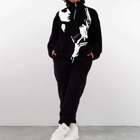 Graphic Fleece Zip Sweatshirt Set