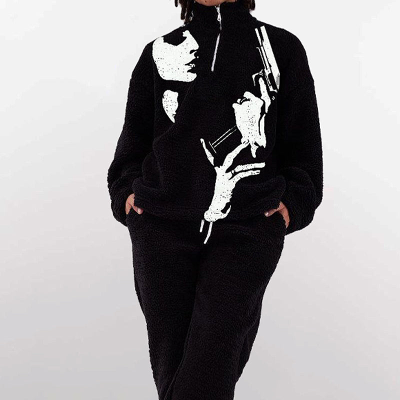 Graphic Fleece Zip Sweatshirt Set