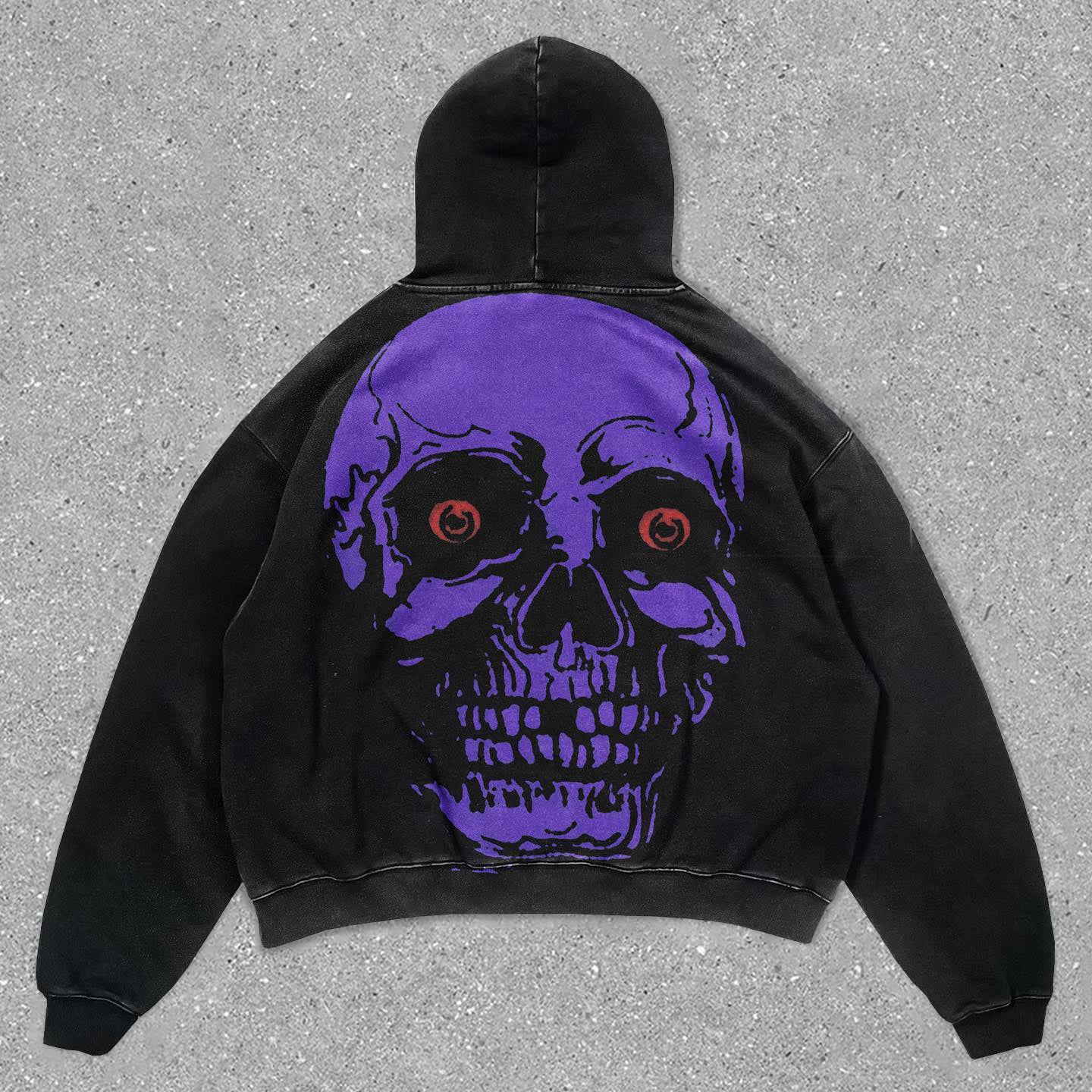 skull vintage print hoodie